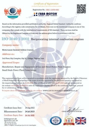 ISO 3046-1 standard certificate